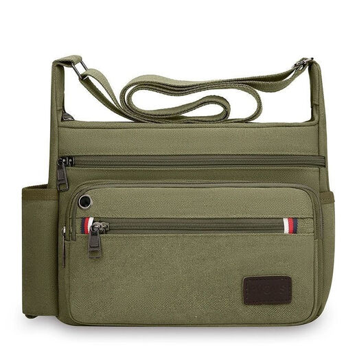 Qiaobolai wear-resistant construction site tool bag large labor protection bag shoulder messenger bag large capacity travel bag large canvas bag men's bag khaki