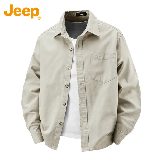 JEEP Jeep shirt men's long-sleeved spring and autumn casual workwear jacket men's advanced loose clothes men's military green XL