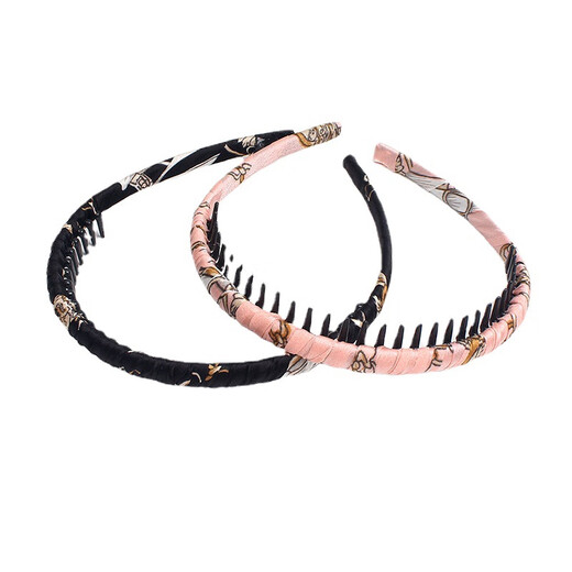 Korean style fabric headband Internet celebrity floral comb hairpin hairpin hand-wound cloth all-inclusive toothed hair headband 1# black