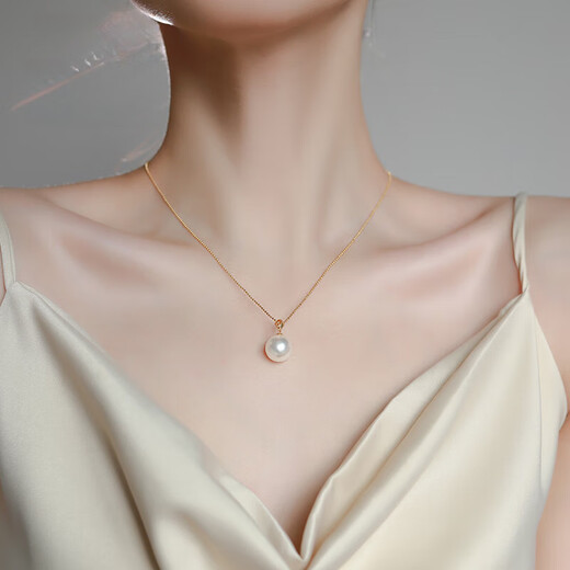 Century-old Feixiang Pearl Necklace Women's 2025 New Single Necklace Pendant Light Luxury Niche Clavicle Chain S925 10mm Single Pearl Pendant--Golden Chain
