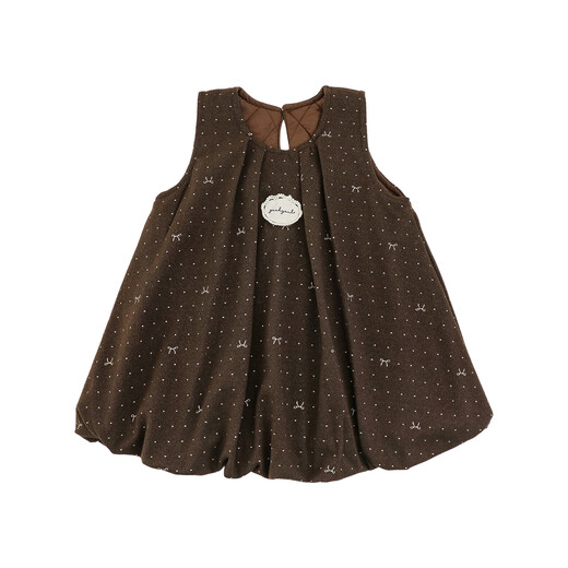 Young girls 2025 winter new sweet sleeveless bud skirt polka dot cute slimming thickened warm vest skirt coffee color 100 cm