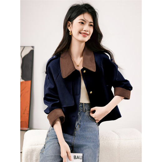 Xinfeiyu Fashion Barn Style Contrast Color Short Jacket Women's 2025 Autumn New High-Quality Loose Jacket Top