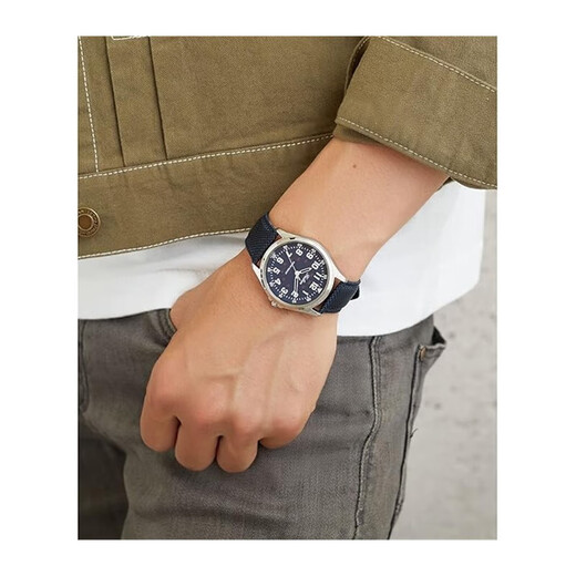 Citizen (CITIZEN) JD Logistics Japan Direct Mail Citizen Q&Q Canvas Band Watch Student Exam Waterproof Quartz Watch QB38-315 Navy Blue