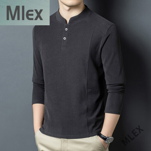 MLEX Xialuo Light Luxury Famous Men's Clothing 2025 Autumn and Winter Double-sided German Velvet Bottoming Shirt Men's Henry Collar Warm and Versatile Long Sleeve Red Brown XL 175 Suitable for 135-145 Jin Jin equals 0.5 kg