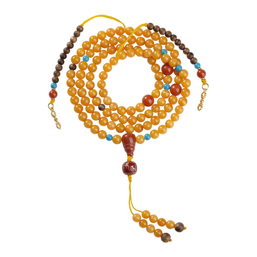 Potala Palace Beeswax Southern Red Agarwood 108 Beads Necklace Bracelet Ash Beads 925 Silver Bracelet Pendant Birthday Gift for Men and Women