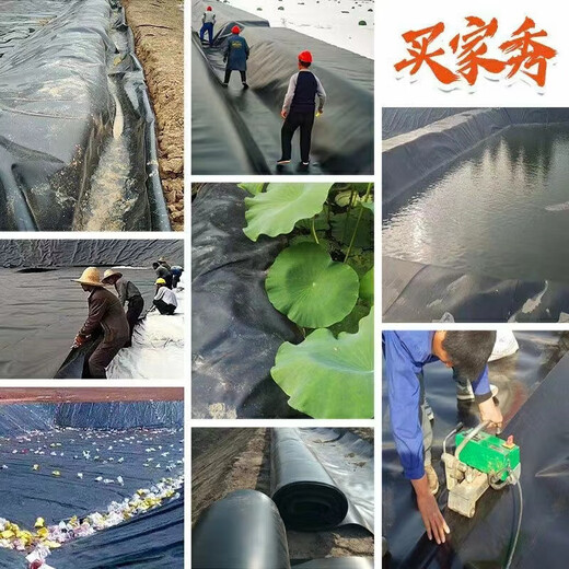 Fish pond anti-seepage membrane geomembrane black plastic leak-proof fish pond special membrane lotus pond membrane thickened pool membrane waterproof cloth 0.5mm thick new material 2 meters wide and 30 meters long