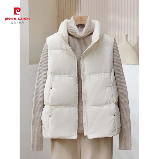 Pierre Cardin White Duck Down Vest Women's Outerwear Western Style Autumn and Winter 2025 Short Sleeveless Vest Jacket Black White Duck Down S Recommended 85--119 Jin Jin equals 0.5 kg