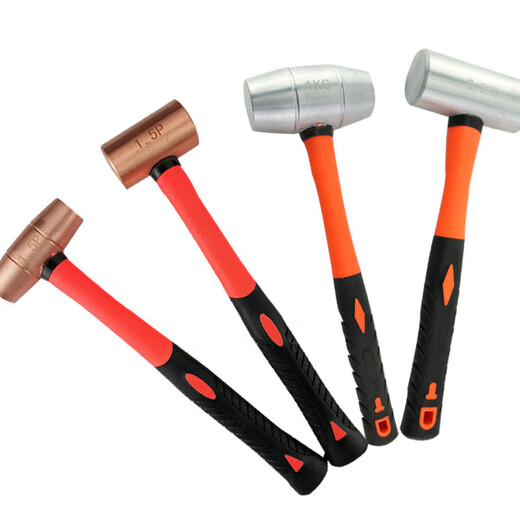 MWZLK explosion-proof aluminum hammer aluminum block copper block flattening hammer red copper cylindrical hammer round drum hammer double-sided hammer red copper full weight soft hammer 4P/1.8kg