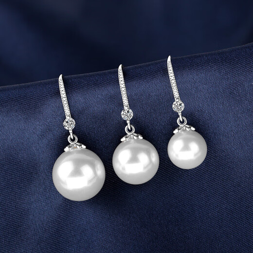 Centennial-old Fenxiang s925 sterling silver pearl earrings Jurchen silver earrings retro pearl earrings 2025 new earrings diamond ear hook tori white 12mm temperament