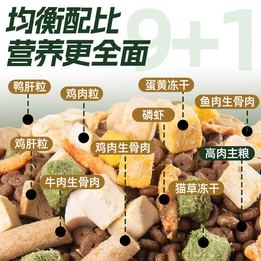 Hewu cat food trial full price grain-free adult cat and kitten freeze-dried cat food cat food cat staple food 40Jin Jin equals 0.5kg affordable pet Xiaodong style luxury 10 pieces half freeze-dried half food - 1lb_5Jin Jin equals 0.5kg pack affordable pack