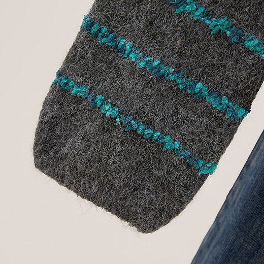 Shechihan Sheep Wool Contrast Color Striped Round Neck Sweater Women's 2026 Spring New Style Dropped Shoulder Sleeve Soft Waxy Top