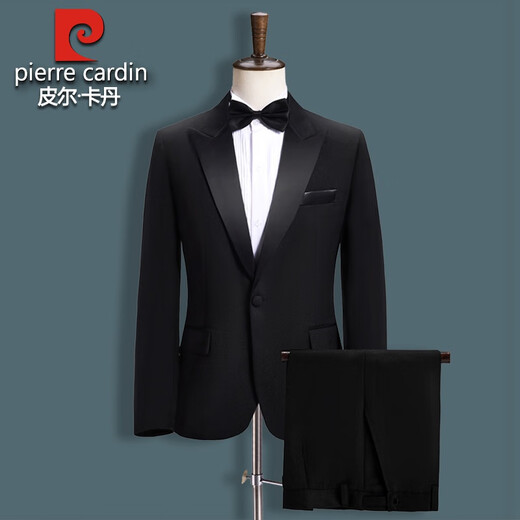 Pierre Cardin Performance Clothing Men's Art Exam Suit Singer Host Dress Men's Suit Suit Stage Performance Chorus Clothing Black Green Fruit Collar Suit Pants Tie Waistband L 145Jin Jin is equal to about 0.5 kg