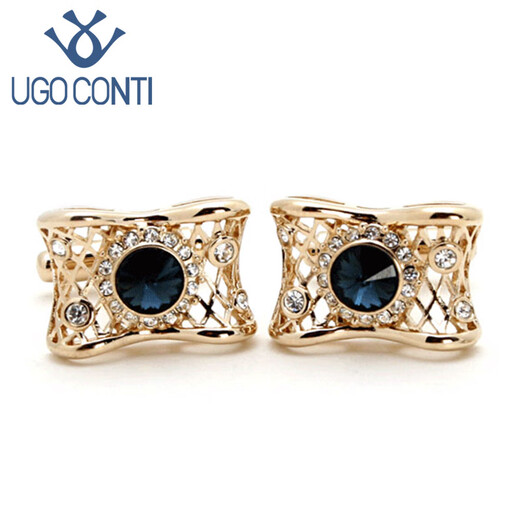 UGO CONTI overseas original platinum gold-plated bird's nest diamond cufflinks French shirt sleeve nails private custom gift packaging gold cufflinks_(gift box)