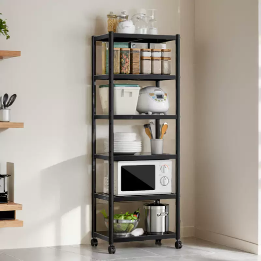 Yusenyi carbon steel wheeled storage rack shelf rack pot microwave oven storage sandwich items household goods floor 20 wide 60 long 70cm high 3 layers (carbon steel wheel)