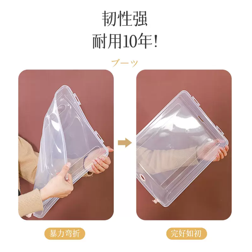 Yusenyi boots storage shoe box space-saving boots artifact shoe storage box transparent shoe cabinet plastic installation-free shoe box Maca blue 4 boots high-top shoes 45 can be placed on sale 37x29.5x13cm