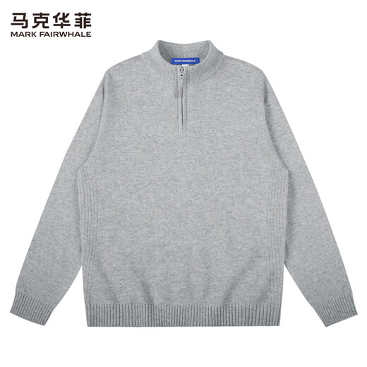 Mark Huafei pure wool stand-up collar half-zip sweater men's 2025 autumn and winter new casual sheep wool sweater 2016 floral gray 004 M 170