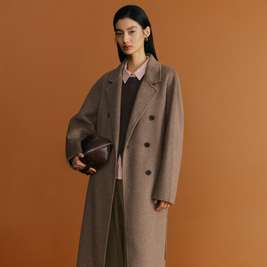 Eveli Jiang Xin endorses the store's hottest camel hair mulberry silk high-end double-sided woolen coat wool coat for women winter day warm brown pre-sale December 27th XS 80-90Jin Jin is equal to 0.5 kg