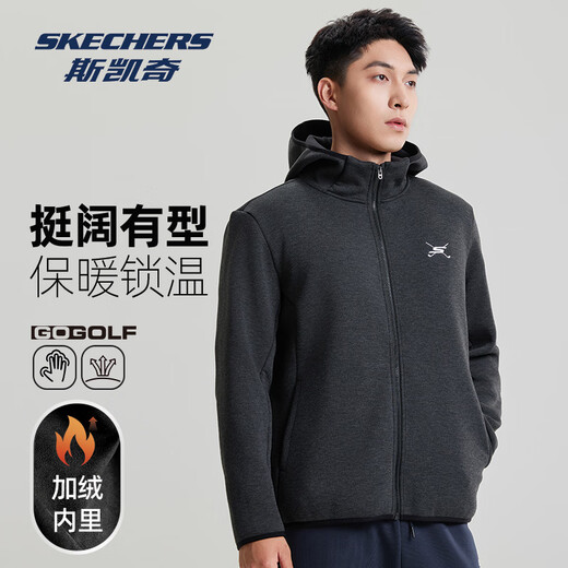 Skechers men's jacket 2025 autumn new velvet thickened warm autumn zipper fleece cardigan sweatshirt