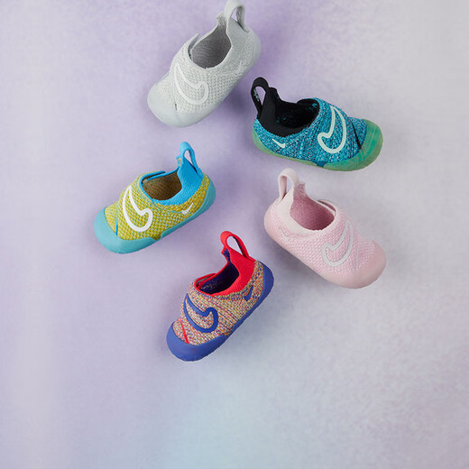 Nike infant and child easy to put on and take off sneakers with Velcro for winter for boys and girls fly knitted NIKE SWOOSH 1 FB3244 002 light silver/sail white/phantom gray/canye gray 21