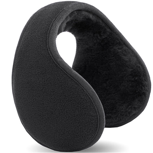 KINGXIAOJING German winter warm earmuffs, earmuffs, men's back-worn earmuffs, foldable earmuffs, winter women's ear warmer hats, black polar fleece, extended and thickened, foldable, back-worn earmuffs, 1 piece