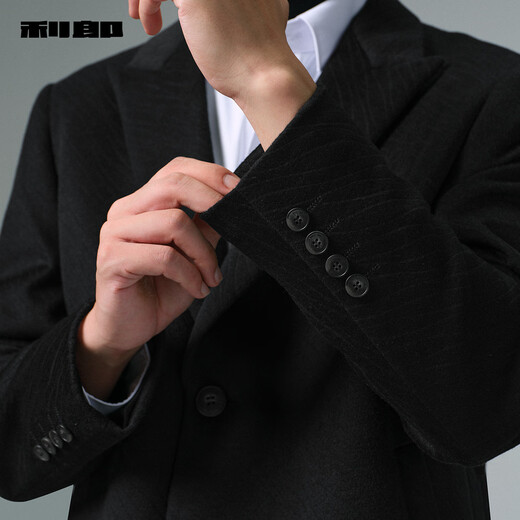 Lilang texture jacquard woolen coat men's mid-length winter woolen coat business men's wool coat