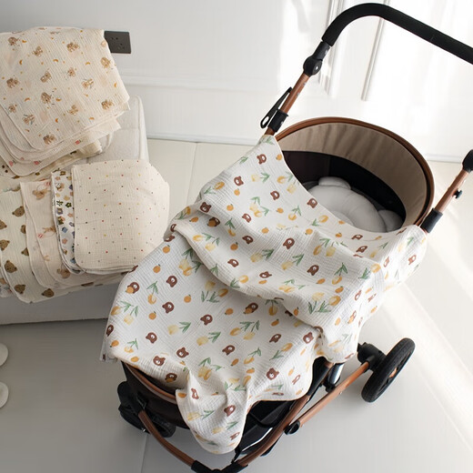 Summer double-layer gauze mother and baby blanket, newborn wrap, kindergarten nap blanket, stroller quilt, shawl blanket, pink rabbit, summer must-have | pure cotton thin 80*80