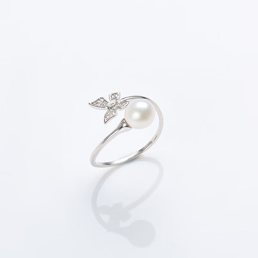The lowest butterfly ring in the whole network S925 silver freshwater pearl 7-8MM exquisite gift box freshwater pearl 7-8MM S925 silver butterfly ring