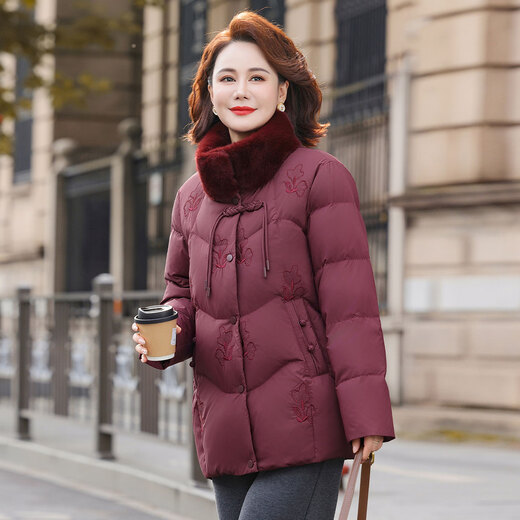 Yaya (YAYA) mother down jacket women's winter clothing 2025 new fur collar mid-length middle-aged and elderly style thickened coat