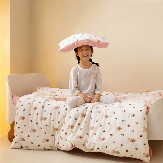 Yalu Class A milk velvet winter quilt thickened children's bed quilt kindergarten nap blanket quilt soy quilt core household removable and washable Sweet Rabbit Paradise Class A maternal and infant grade skin-friendly and can sleep naked 100x120 Velvet quilt cover + quilt core About 1.8Jin Jin equals 0.5kg