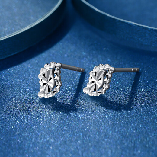 WAN FU LONG WAN FU LONG PT950 Platinum New Simple Leaf Earrings Women's Platinum Sparkling Earrings Pair Birthday Gift Platinum PT950 Versatile Leaf Earrings 0.95g