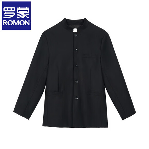 ROMON New Chinese-style tunic men's jacket, stand-up collar jacket for young and middle-aged people, suit, trendy jacket, four-season pass, black (single suit), high quality, ready for sale in seconds, L 115-130Jin Jin is equal to 0.5 kg