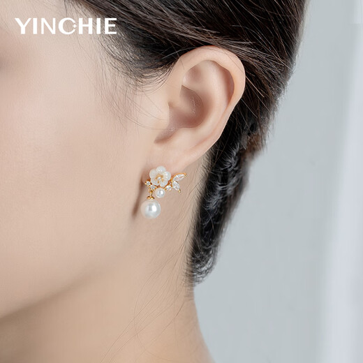 Gin Chie 999 sterling silver camellia earrings women's high-end earrings earrings Valentine's Day birthday gift for girlfriend and wife