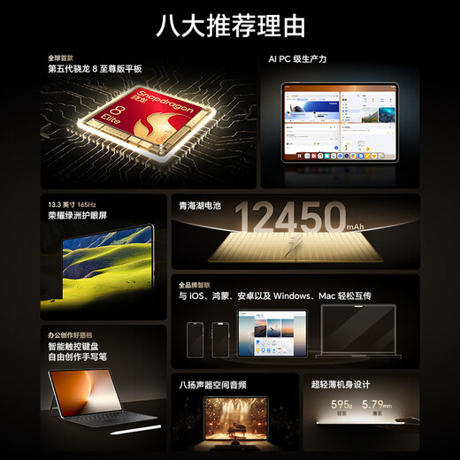 【9成新】荣耀MagicPad3 Pro 13.3英寸平板电脑 第五代骁龙8至尊版芯片 165Hz超高刷护眼屏 月影白 12GB+256GB  