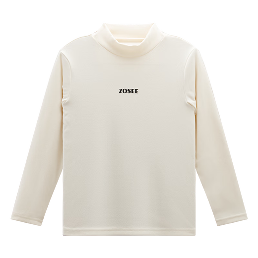 Zuoxi boys' half turtleneck bottoming shirt autumn and winter long-sleeved underwear children's antibacterial warm inner wear winter off-white 140