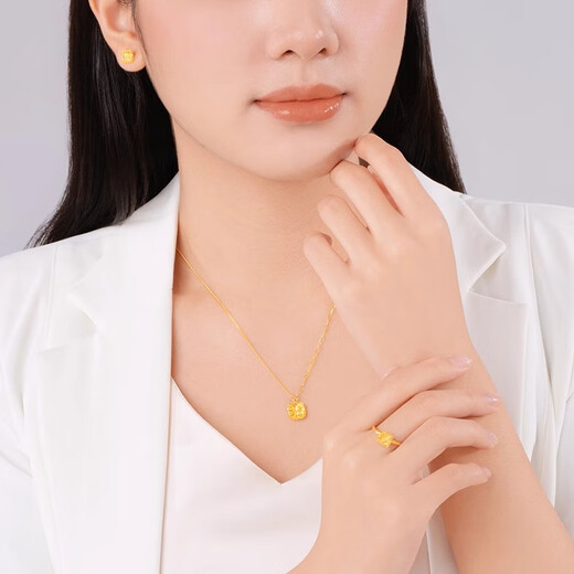 Trendy Acer Small Sugar Cube Pure Gold 5G Gold Ring Women's Hand Accessories Light Luxury and High-Level Sensation as a Birthday Gift for Your Girlfriend Ring Mouth