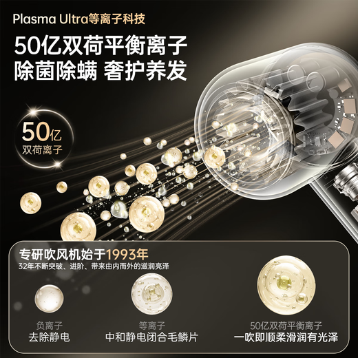 CONFU high-speed hair dryer 5 billion plasma hair care household high-power quick-drying mite removal and sterilization birthday gift hair dryer F9Pro titanium empty ash national subsidy