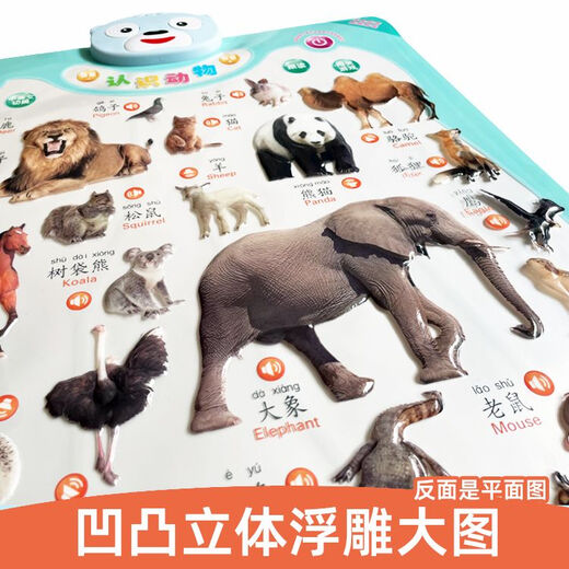 Qiyoubao three-dimensional wall chart with animal sounds and sound, early education pronunciation wall sticker card, baby and toddler voice toy new model, six numbers on the front + formula on the back