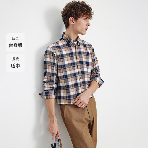 Navikel Italian dinghy 25th autumn and winter new men's long-sleeved shirt retro plaid warm shirt 1333075504