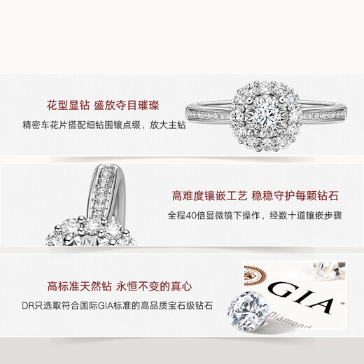 DR Ready Store Proposal Diamond Ring K Gold/Platinum BELIEVE Jane Luxury Love's Throbbing Order Wedding Holiday Gift 60% Users Purchased 6 Points H Color SI1* Ready Stock
