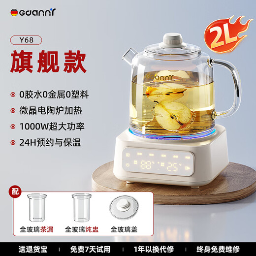 GDANNY German Health Kettle Full Glass Official Flagship Store Electric Boiling Water, Hot Water Stewing, Tea Stewing, Integrated Fully Automatic Constant Temperature New Electric Ceramic Stove for Mini Baby Milk Making Office Flagship Model - Microcrystalline Electric Ceramic Stove丨High Efficiency Heating 2L