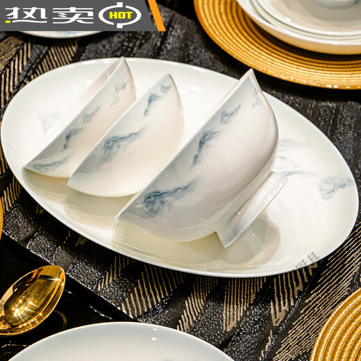 Jingdezhen (jdz) Tangshan household bowls and plates bone china rice bowls and tableware ceramic noodle bowls soup bowls and plates Chinese bowl sets wholesale 4.5-inch bucket hat bowl 6 pieces