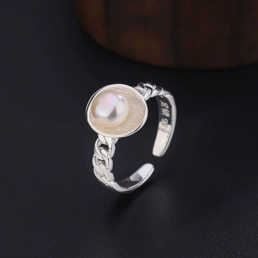 S999 sterling silver oval pearl twist ring for women ins style advanced open adjustable ring Valentine's Day gift s999 sterling silver oval pearl twist ring XYC263 transparent gift box + sterling silver certificate