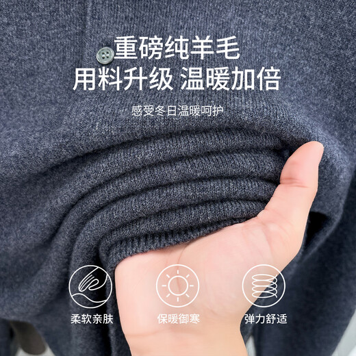 Antonio 600g Heavy Thick Lapel 100% Pure Wool Sweater Men's Autumn and Winter Warm Pullover Bottoming Men's Sweater Fashion Gray Thickened 600g XL (180/96A)