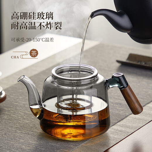 Yipot teapot glass teapot boiling teapot teapot electric ceramic stove kettle boiling tea stove stove making tea around the stove set 1.1L transparent pot + 1500W wood grain stove