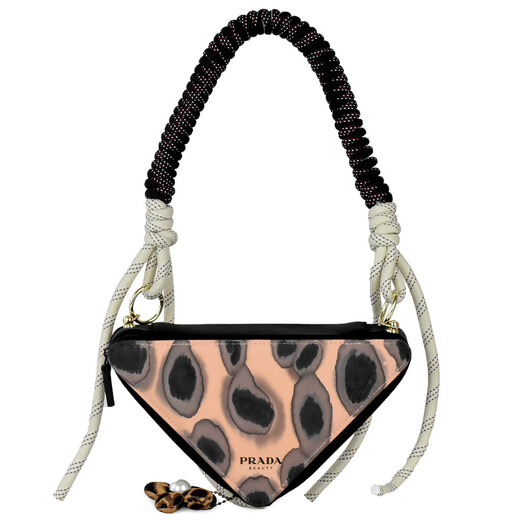 PRADA Customized Cosmetic Bag Flower Pendant Leopard Fashion Ins Style Workwear Niche Design Western Fashion American Handbag Flower Pendant Leopard-Black Panther Pattern Gift Box