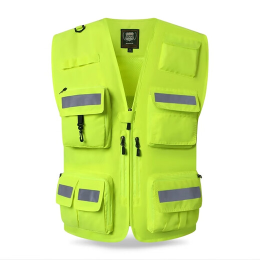LIKAI reflective vest emergency rescue clothing fire vest volunteer road rescue multi-pocket custom vest fluorescent yellow XL code