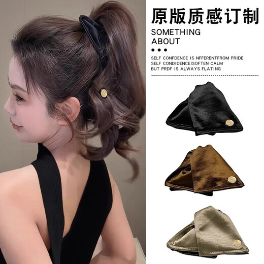 Satin shell triangle gripping clip shark clip high-end temperament back of the head hairpin hair accessories headwear new versatile light luxury black