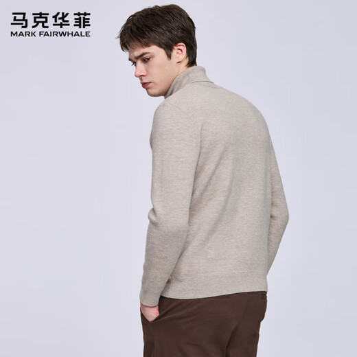 Mark Huafei fleece pure wool turtleneck sweater for men 2025 autumn and winter new casual warm sweater 2008 apricot 705 M 170