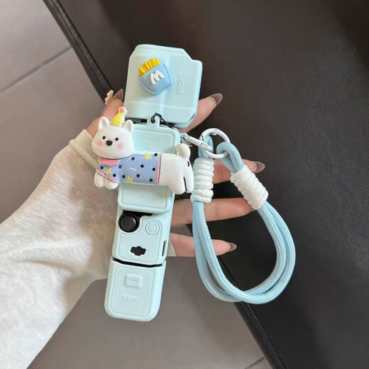 Wen Shiou DJI protective case pocket3 protective case cute pajamas puppy silicone gimbal camera body anti-scratch accessories stand-alone version blue fish protective case