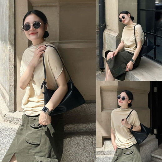 Miaodi vegetable tanned first layer cowhide hobo armpit bag autumn and winter large capacity workplace commuting crossbody bag female New Year birthday gift